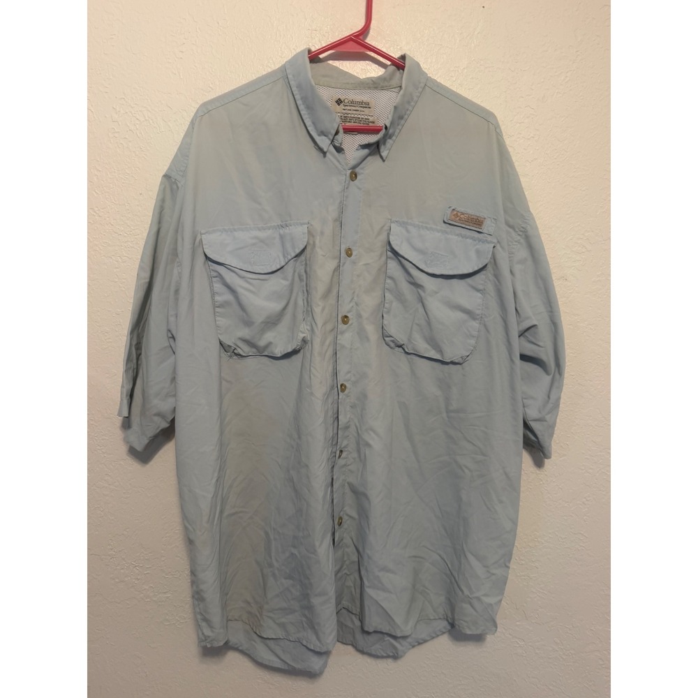 Columbia PFG Bahama II Short Sleeve Fishing Shirt Blue XM7655 Mens L